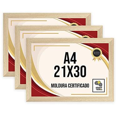 Imagem de Kit 3 Porta Certificados 21x30 Moldura A4 para Certificado Foto Parede Carvalho