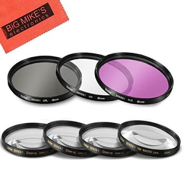 Imagem de Conjunto de filtros de 7 peças de 58 mm para câmera digital mirrorless Fujifilm X-T2, X-T3, X-T10, X-T20 com lente OIS LM F2.8-4.0 R de 18-55 mm - Inclui kit de filtro de 3 peças (UV-CPL-FLD) e