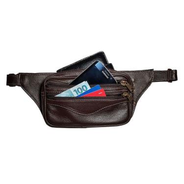 Imagem de Pochete Bolsa Slim de Couro Para Cintura 4 Bolsos - Le Voyage