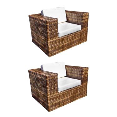 Imagem de Kit 2 Poltronas Quadradas em Junco Copacabana - Imbuia