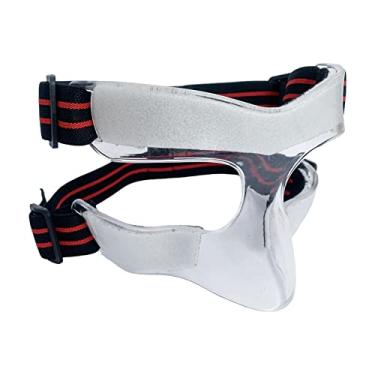 Imagem de #N/a Protetor esportivo para máscara de, cobertura facial ajustável, protetor facial de beisebol para nariz quebrado, protetor, Corda Vermelha Meia Face