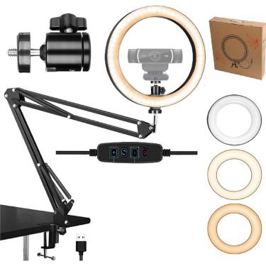 Imagem de Ring Light Luz Anel Led Iluminador + Suporte Pedestal Mesa
