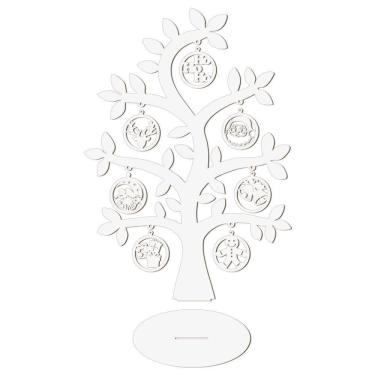 Imagem de Árvore Branca Com Bolinhas De Natal 28cmx40cm - Cria Arte Laser Branco