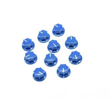 Imagem de KAISH 10 peças Azul Mini MXR Style Skirted AMP Knob Brass Inserção Efeito Pedal Botões
