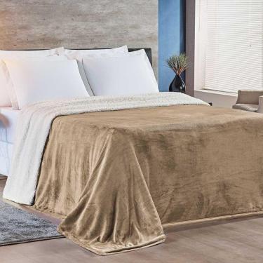 Imagem de Cobertor Magnific Casal Queen Sherpa Com Manta Microfibra Toque Lã Carneiro 01 Peça - Cáqui Bege