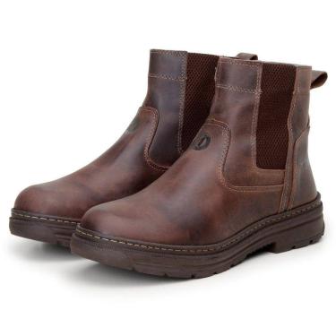 Imagem de Botina Chelsea Masculina Couro Forro Tecido Algodão Palmilha EVA Solado Borracha Rural Agro