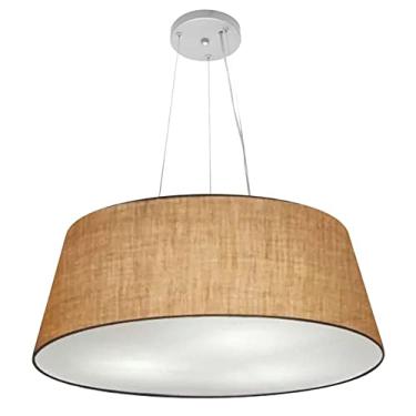Imagem de Lustre Pendente Cone Cúpula Tecido 21/60x50 cm, Vivare Iluminação, Pendente4002 LP, Palha, Grande