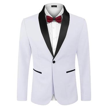 Imagem de COOFANDY Terno masculino slim fit casual um botão blazer jaqueta, 01_branco, 4G