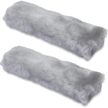 Imagem de Andalus Brands Pacote com 2 almofadas autênticas para cinto de segurança de pele de carneiro – Almofadas de ombro ultra macias para carro, protetores de almofada de pescoço com lã merino natural
