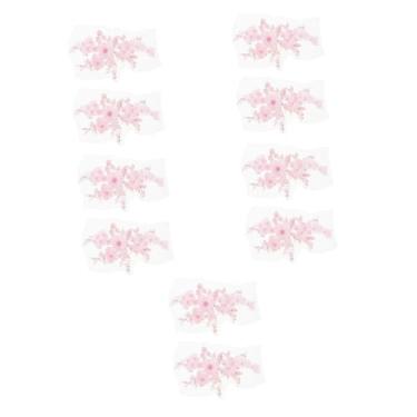 Imagem de STOBOK Adesivos 3D 10 Pcs rendas de flores bordado embroidery remendos de flores de vestido de noiva remendos de flores bordadas costurando remendos costura DIY em patches miçangas rosa