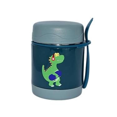 Imagem de Pote Térmico Bebê Infantil 320 ml Aço Inox Com Garfo Bamboo (VERDE)