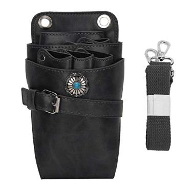 Imagem de OKJHFD Estojo para coldre de tesoura para cabeleireiros, bolsa de tesoura de cabelo profissional retrô macio bolsa de ferramentas de cabeleireiro bolsa capas de barbeiro pretas
