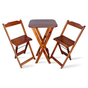 Imagem de Conjunto De Bistro Com 2 Cadeiras Dobravel - Imbuia - Tarimata