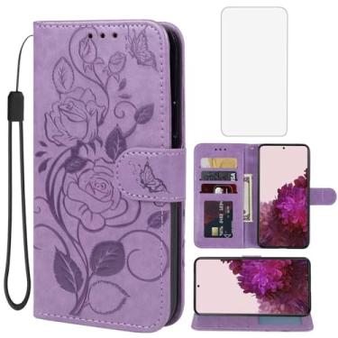 Imagem de Vavies Capa para Galaxy S22 Plus, capa carteira para Samsung S22+ 5G S906U com protetor de tela de vidro temperado, capa flip de couro floral com suporte para cartão de crédito para Samsung Galaxy