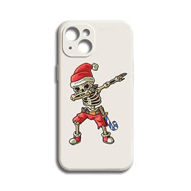 Imagem de Capa compatível com iPhone 14 para homens e mulheres, linda capa de silicone com esqueleto fofo em terno de Papai Noel de Natal com design Dab Move, capa protetora de silicone macio para iPhone 14