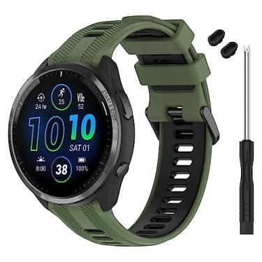 Imagem de TopPerfekt Pulseira compatível com Garmin Forerunner 965, pulseira de silicone macio de substituição para relógio inteligente 965 para mulheres e homens, verde militar, preta