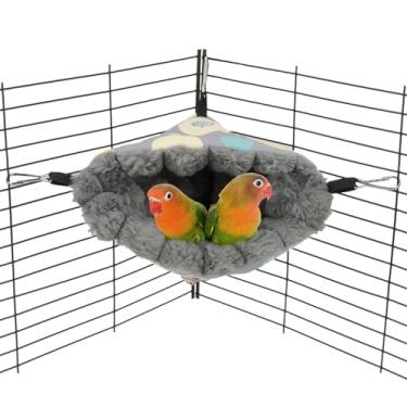 Imagem de Wontee Casa de ninho de pássaro, inverno, quente, para pendurar, cama de pássaro, cabana para periquitos, periquitos, caique conures calopsitas (Médio, cinza)