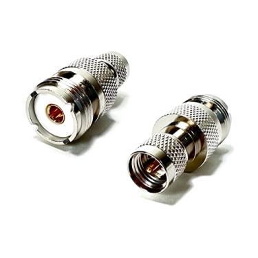 Imagem de GIZWIZ Adaptador coaxial RF mini plugue macho UHF para conector fêmea UHF SO239 pacote com 2 peças