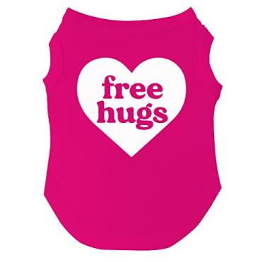 Imagem de Tamanhos de camisetas Free Hugs Heart Dog para filhotes, brinquedos e raças grandes (rosa choque, 5GG 726)