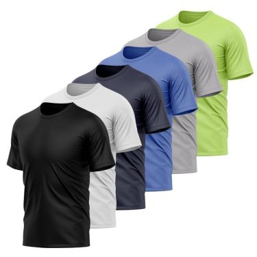 Imagem de Kit 6 Camisetas Masculina Dry Manga Curta Proteção UV Slim Fit Básica Academia Treino Fitness-Masculino