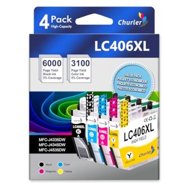 Imagem de Cartuchos de tinta compatíveis com LC406XL para Brother LC406 LC406XL para uso com impressora Brother MFC-J4535DW MFC-J4345DW MFC-J4335DW MFC-J5855DW MFC-J5955DW MFC-J6555DW MFC-J6555DW (4 cores)