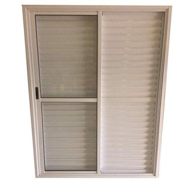 Imagem de Porta De Alumínio de Correr Balcão 3 Folhas 2,10 X 1,60 Branca Linha 25 Com Fechadura