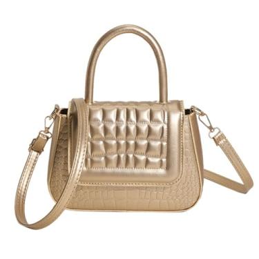 Imagem de Bolsa transversal com alça ajustável pequena bolsa de ombro com alça superior para treino, corrida, viagem, caminhada, Dourado