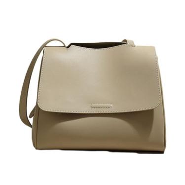 Imagem de Bolsa feminina de couro legítimo, bolsa de mão macia para mulheres, bolsa transversal, bolsa de ombro com alça ajustável, Damasco