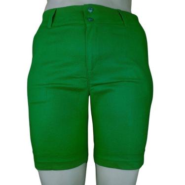 Imagem de Bermuda Feminina Social Linho com Elastano Alfaiataria Color Plus Size