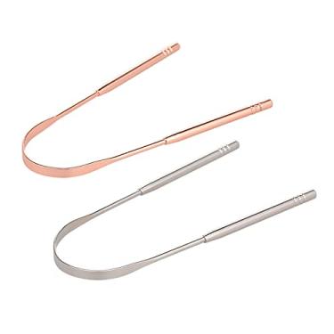 Imagem de Raspador de língua de aço inoxidável, 2 peças, limpador de língua oral, escova de limpeza de língua, fabricante de respiração fresca, kit de cuidados orais