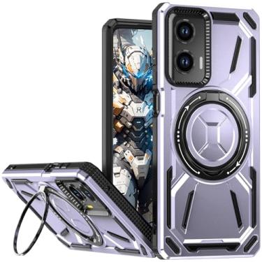 Imagem de CCSmall Capa para Moto Edge 50 Fusion com suporte para homens, capa protetora à prova de choque de grau militar com suporte giratório de 360° para celular Motorola Edge 50 Fusion 2HJ roxa