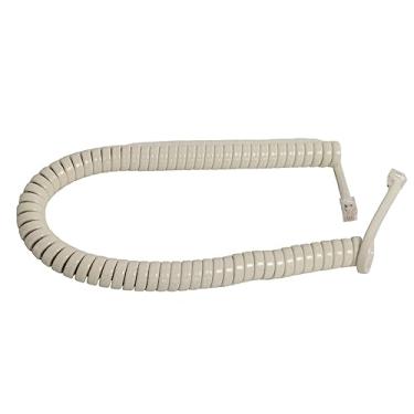Imagem de Cabo de telefone com bobina cacheada receptor de fone branco e marfim The VoIP Lounge
