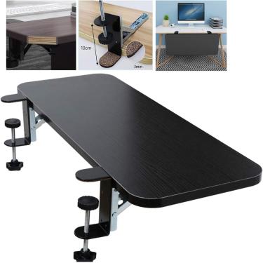 Imagem de Bandeja ergonômica para teclado Extensor de mesa dobrável Descanso de pulso Preto Bege Grande Gaveta para teclado Plataforma Apoio de braço Prateleira Suporte C Clip Carga 25 kg Reduzir a fa