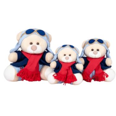 Imagem de TRIO DE URSOS AVIADOR DE PELÚCIA 15/18/22 - meninos (MARINHO, AZUL E VERMELHO)