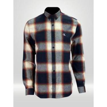 Imagem de Camisa Social Manga Longa Calvin Klein Xadre Flame-Masculino