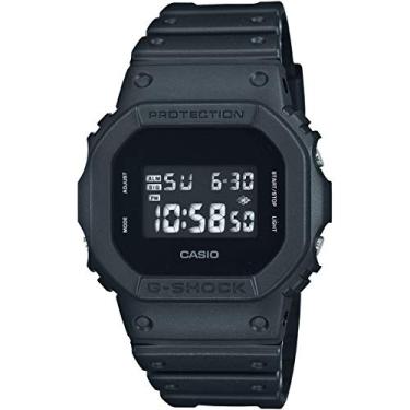 Imagem de Casio Relógio masculino de quartzo de 43,00 mm com mostrador digital LCD e pulseira de borracha preta DW-5600BB-1ER, preto/preto, uni