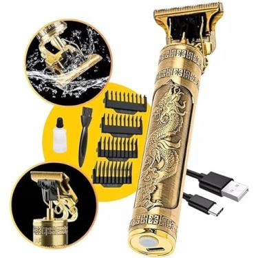 Imagem de Máquina Profissional Dragão Acabamento Sem Fio Cabelo Barba Pezinho Personalizada Com Limitador de Lamina Ajustável Recarregável 4 Pentes Óleo Escovinha Kit Conjunto Aparador Acabamento