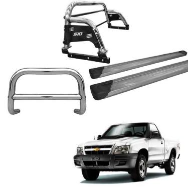 Imagem de Kit Quebra Mato Santo Antônio H3 Estribo Plataforma  S-10 94/2011 Crom