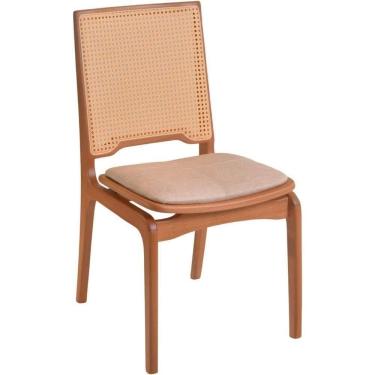 Imagem de Cadeira Dakota Em Madeira Maciça Encosto Palha Natural Sextavada Amêndoa