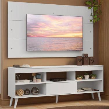 Imagem de Rack com Painel para TV até 65 Polegadas com Pés Branco Detroit Madesa