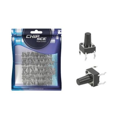 Imagem de 50x Chave Táctil 4 Terminais 6 x 6 x 9,5mm - 180ºGraus - CHIPSCE