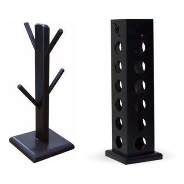 Imagem de 1 Porta Capsulas Nespresso Preto + 1 Suporte De Caneca Preto - Dema Ma