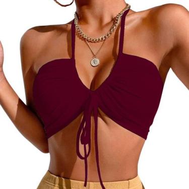 Imagem de Kit 2 Tops Faixa Cropped Feminino Amarração Casual Multiuso Festa - Hy