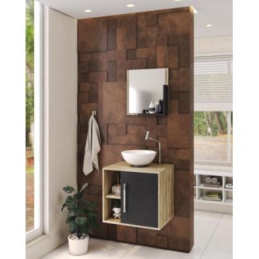 Imagem de Gabinete P/Banheiro C/cuba R30 e Espelheira Soft 50cm - Compace, Carva