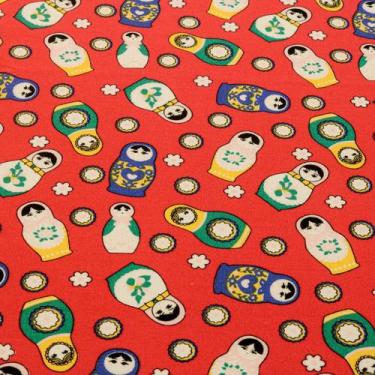 Imagem de Tecido Tricoline Estampado Boneca Matrioska 1 Metro Vermelho - Tecidos