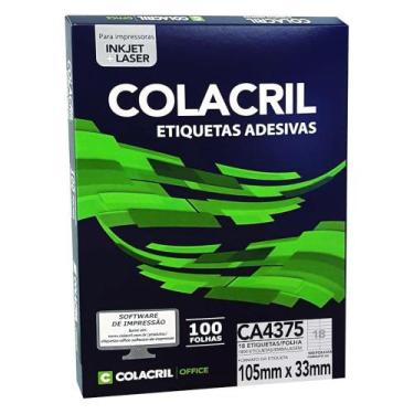 Imagem de Etiqueta Adesiva Colacril A4 CA4375 105x33mm C/1800