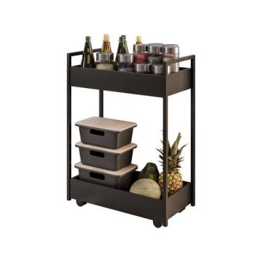 Imagem de Carrinho de Bebidas Preto Estilo Industrial Preto - Belliv Decor