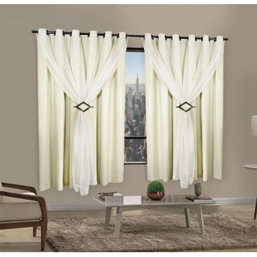 Imagem de Cortina Blackout PVC 4,00x1,80 Com Tecido Voil Sala e Quarto - BOB SHO