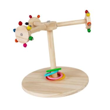 Imagem de Generic Pássaro Giratório Poleiro Brinquedo Papagaios Poleiros, Play Gym Stand, Papagaios de Madeira Stand, Pássaro Stand para Lovebirds, Conures Arara