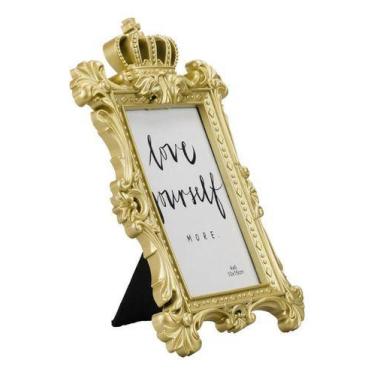 Imagem de Porta Retrato Plástico Coroa Dourada 1 Foto 10x15cm - Taimes